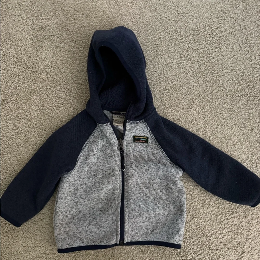 L.L. Bean Navy and Gray Fleece Hoodie 6-12m - Picture 1 of 3